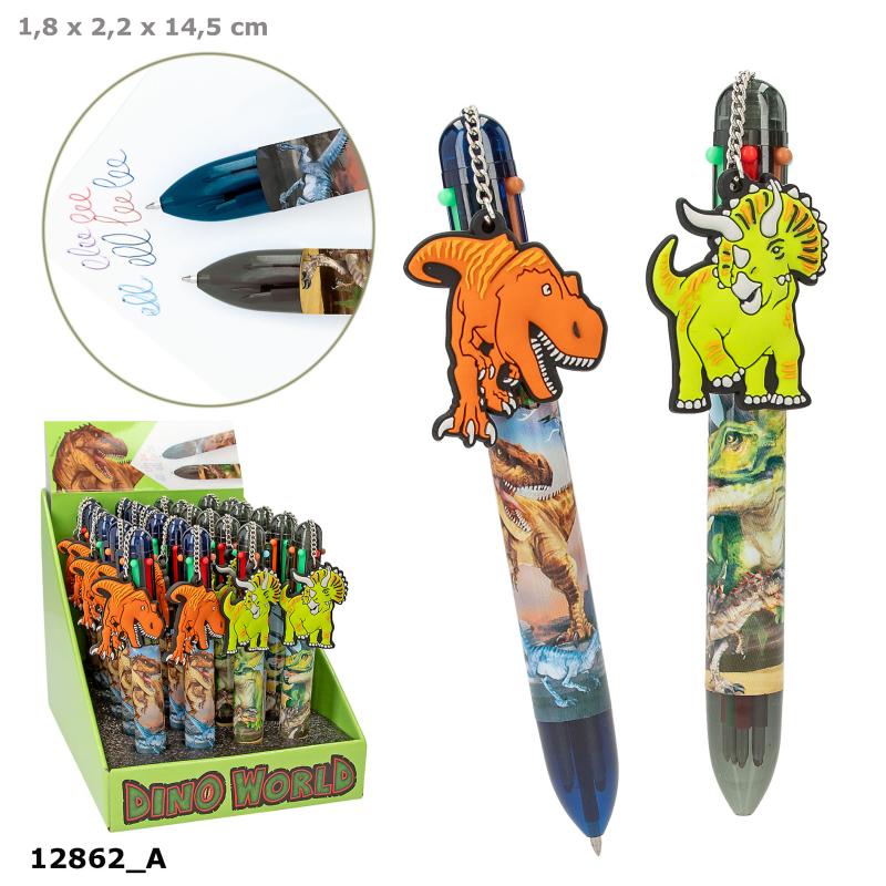 Dino World Bläckpenna, 6 färger