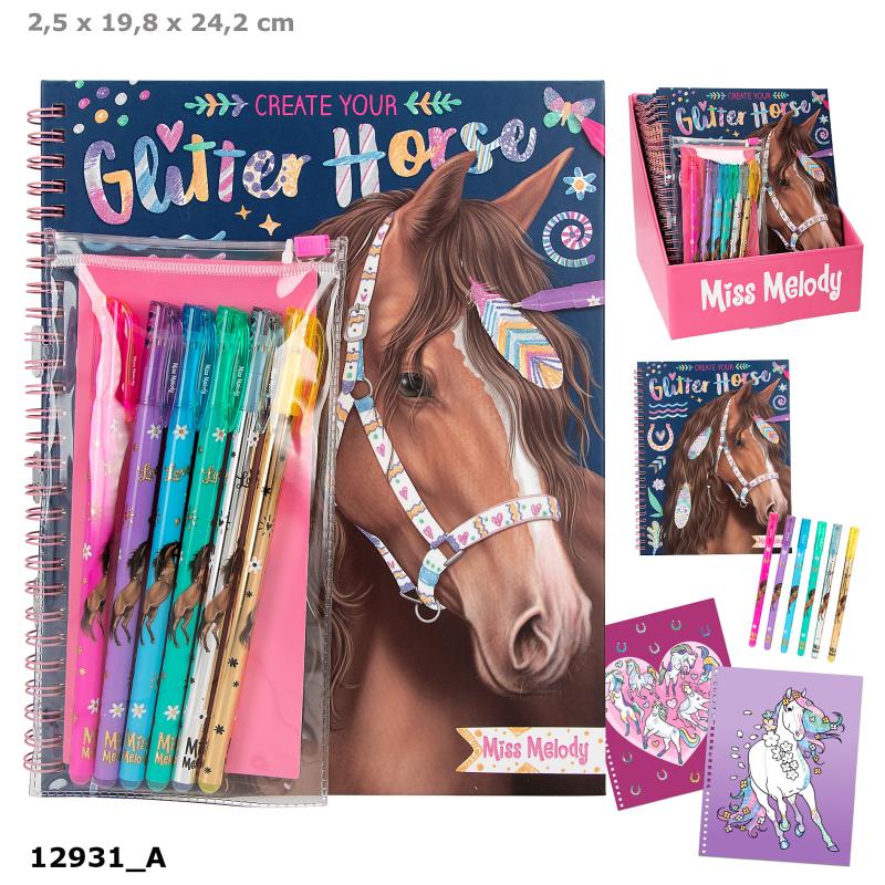 Miss Melody Glitter Horse Bog m/gelpens