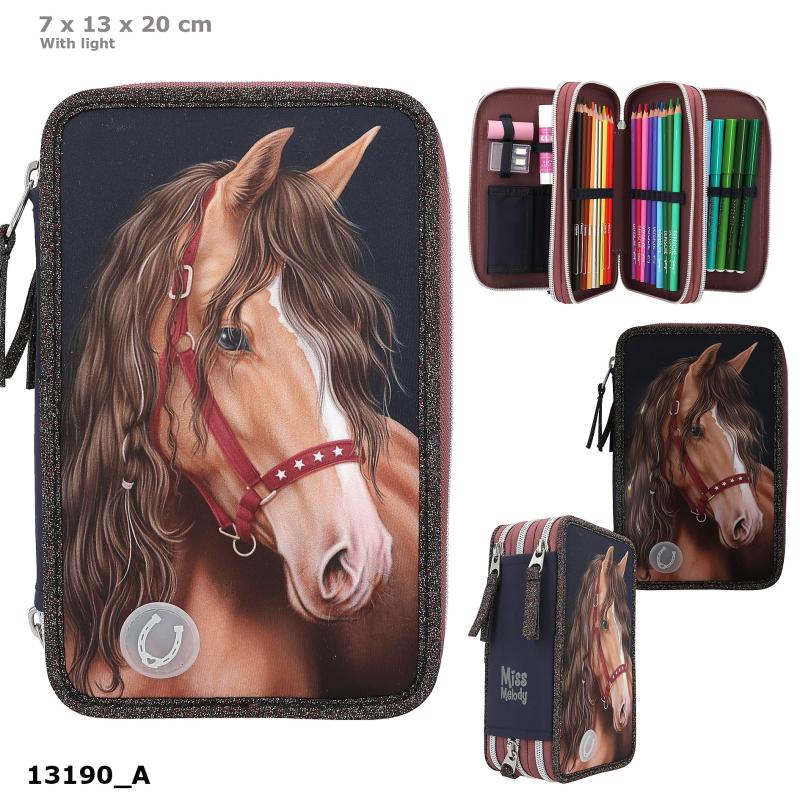 Miss Melody Trippel Penalhus m/LED GLITTER HORSE