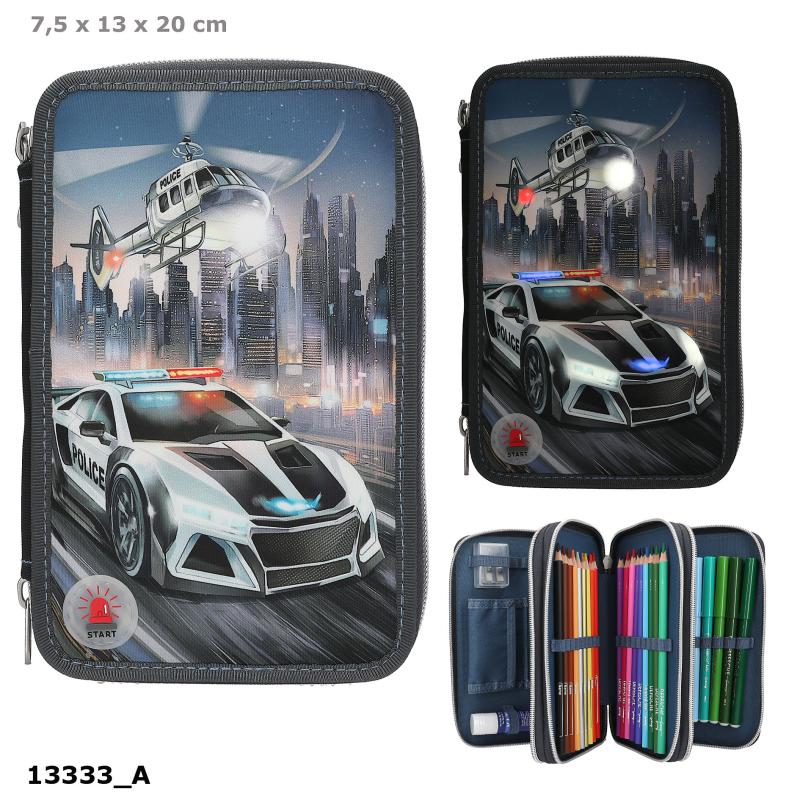 Monster Cars Trippel Penalhusm/LED, politibil