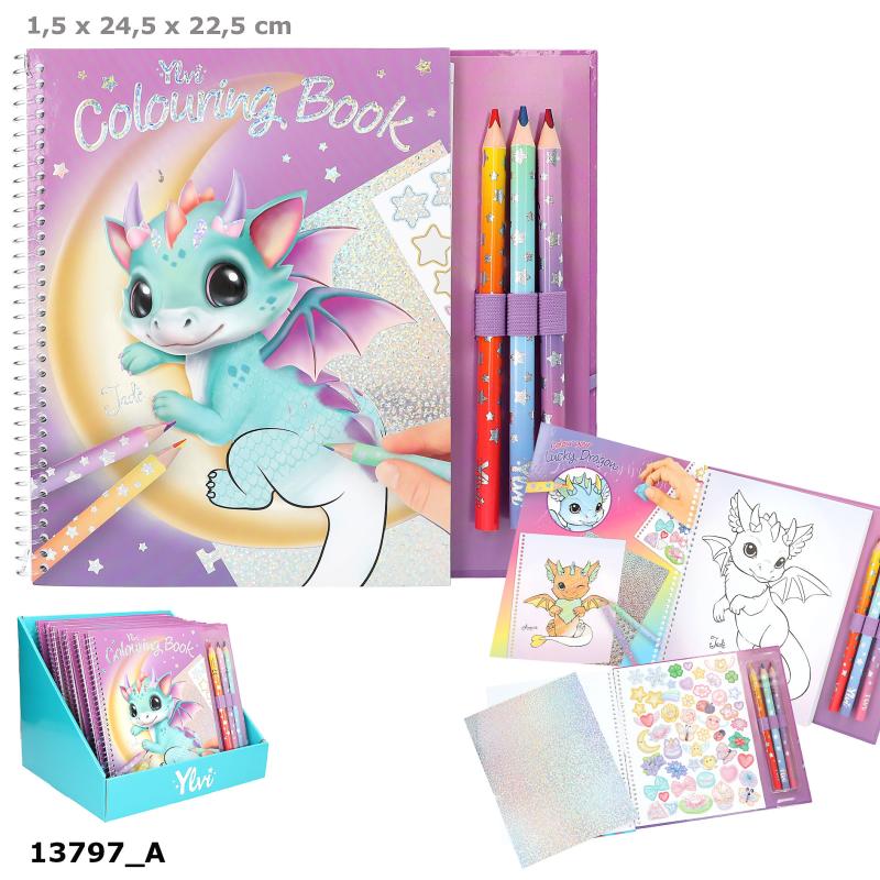 Ylvi Lucky Drage Malebog m/farveblyanter