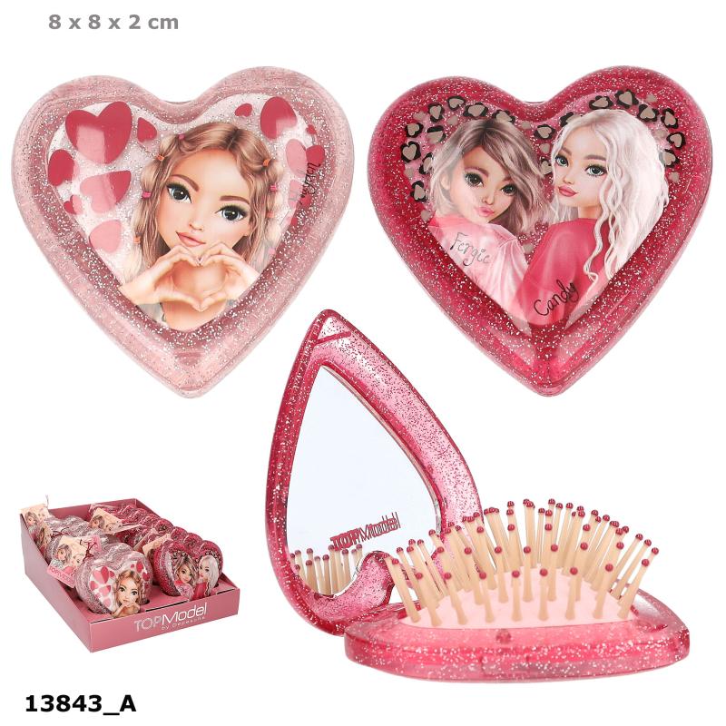 TOPModel Hårborste m. spegel LEOHEART, hjärtformad
