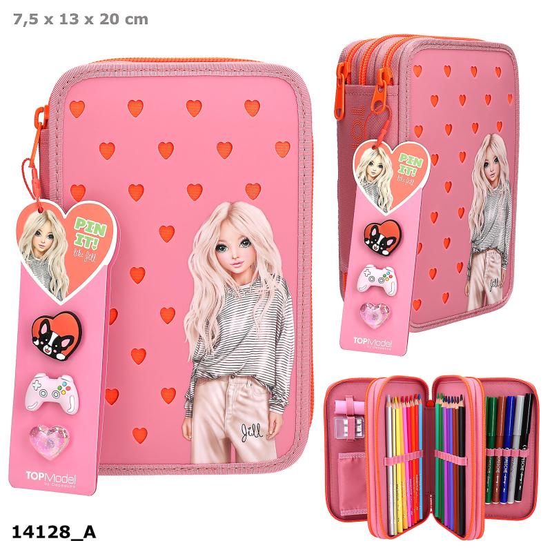 TOPModel Trippelpennfodral  m. pins PIN IT