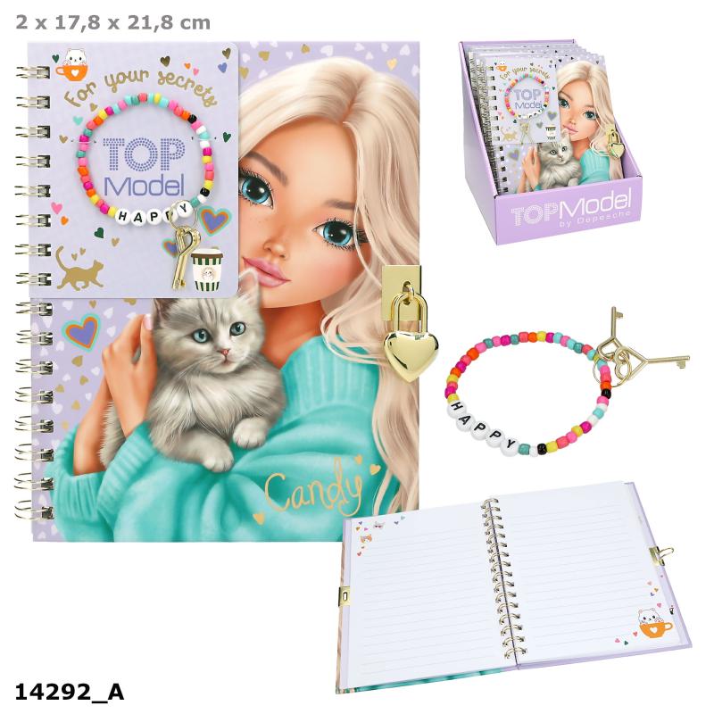 TOPModel Dagbok m. lås & armband (bokmoms)