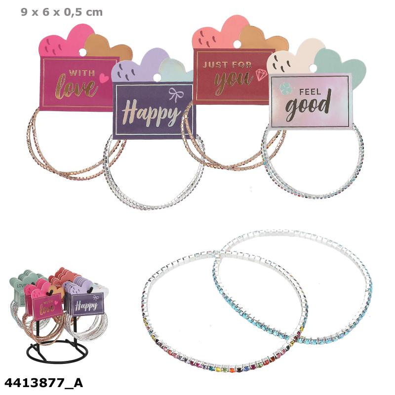 LOVIES Armbånd m/Rhinsten 2-pack